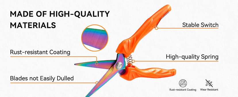 QMVESS Stainless Steel Garden Shears, Precision Cutting Pruning Shears, Lightweight Ergonomic Garden Clippers with Titanium Coating Straight Blade 3 Pcs Gardening Shears, Pruning Shears for Gardening