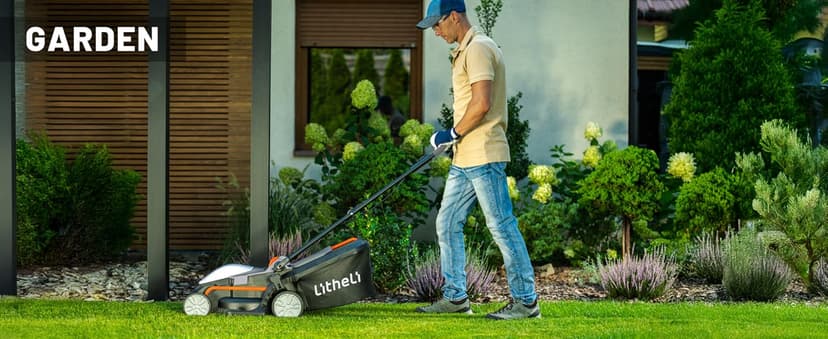 Litheli Cordless Lawn Mower 13 Inch, 20V Electric Lawn Mowers for Garden, Yard and Farm, 5 Heights Adjustment, Light Weight,with 4.0Ah Portable Battery.