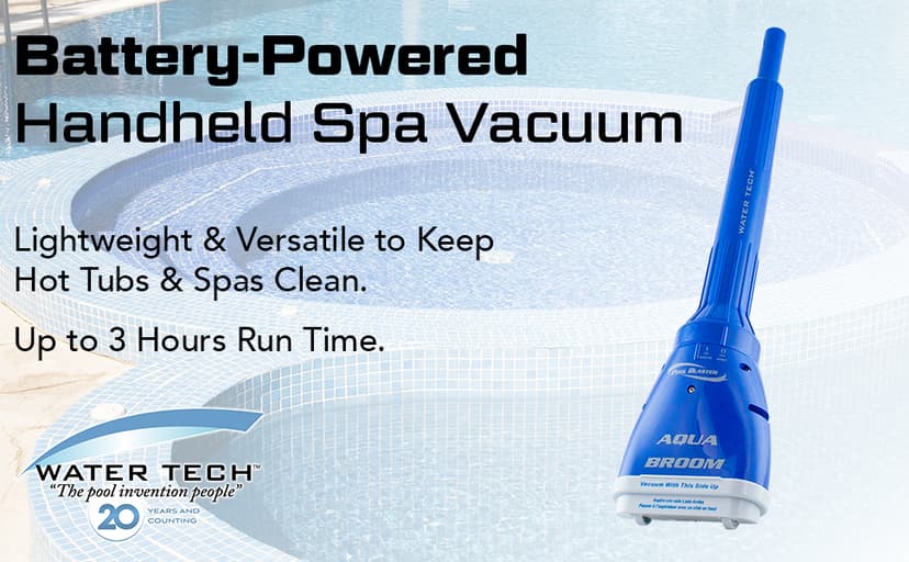 POOL BLASTER Aqua Broom Cordless Vacuum for Spa, Small Pool & Tight Spaces, Ideal for Sand, Silt & Dirt, Battery-Powered Hot Tub Cleaner for Inground, Above-Ground and Inflatable Pools, by Water Tech