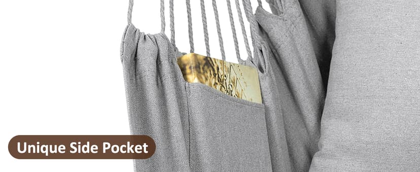 Y- Stop Hammock Chair Hanging Rope Swing Chair, Max 500 Lbs, 2 Seat Cushions Included, Removable Steel Spreader Bar with Anti-Slip Rings, Hardware kit-for Indoor or Outdoor(Light Grey)