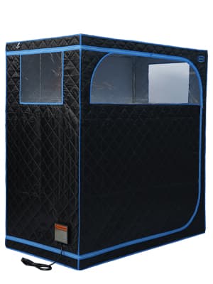 2 Person Infrared Sauna | Full Size Portable Sauna Tent | FAR Infrared Sauna for Home, 1,350watt, Home Saunas with Heating Foot Pad*2, Portable Chair*2, (L56.7 x W31.5 x H59.4, Black)
