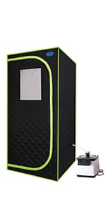 Portable Sauna Tent, One Person Infrared Sauna Home Sauna, Full Size Sauna with Remote Heating Foot Pad, Upgraded Chair, Black(29.1" x 29.1" x 66.5")