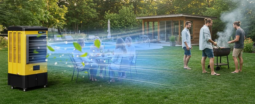 4800CFM Swamp Cooler,42IN Evaporative Air Cooler with Continuous Auto Fill,10.6-Gal Water Tank,3 Ice Packs,Portable Evaporative Cooler for Outdoor Patio Garage Commercial Industrial Use