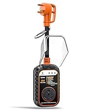 EyGde 50 Amp to 4 Prong 30 Amp Generator Adapter with Surge Protector - Patented NEMA 14-50P Twist Lock Male to L14-30R Female Plug, STW Cord with Circuit Analyzer for Generator