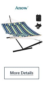 ANOW Double Hammock Pad and Pillow Set, 2 Person Polyester Hammock Pad, Light Brown