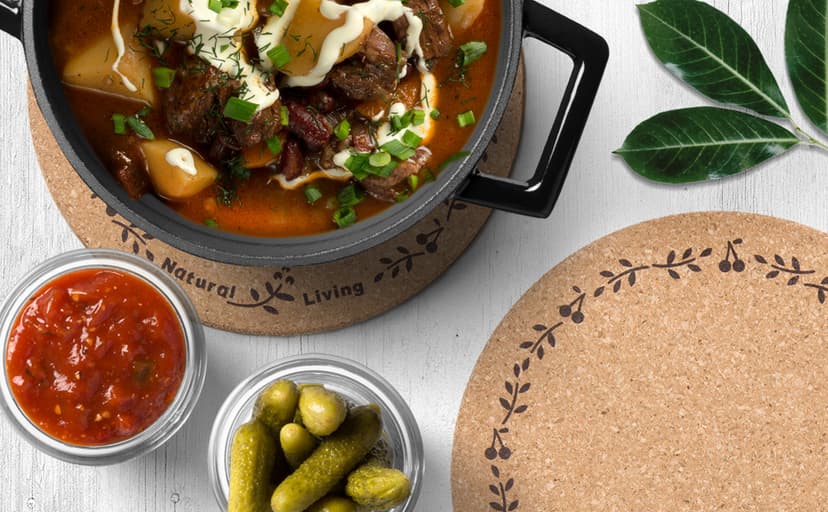 Round Cork Trivets - Hot Pads for Dishes, Pots, Pans & Baking Sheets - Table & Countertop Use