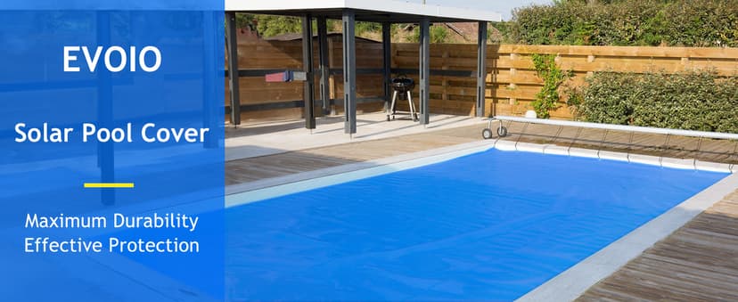 Evoio Solar Pool Covers, 12 x 24 Foot Solar Pool Blankets for Inground Above Ground Rectangular Swimming Pools, Heavy-Duty Floating Bubble Pool Hot Tub Spa Solar Covers Thermal Blanket (12 x 24 Ft)