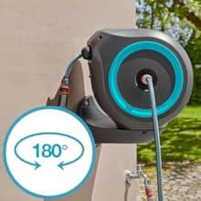 GARDENA (18614-80) 66' x 1/2" Automatic Retractable Garden Hose Reel on Metal Spike, 66' Outside Garden Hose Length, with 360° Rotation to Reach All Areas of Your Yard