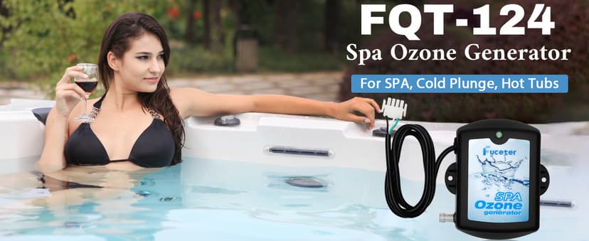 Spa Ozone Generator Kit with Venturi Injector, Ozone Generator for Hot Tub, Cold Plunge, 50mg/h Portable Ozone Generator Water, Universal: 110V / 240V (AMP-4 Plug)