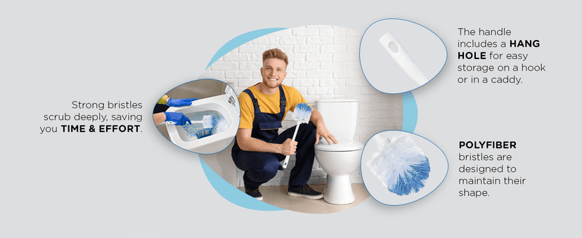 Lola Products “Classic” Toilet Brush, Durable Fiber Stiff Bristles, Bathroom Toilet Bowl Cleaner, Compact Size, Non-Scratch, Long-Lasting - 1 Pack