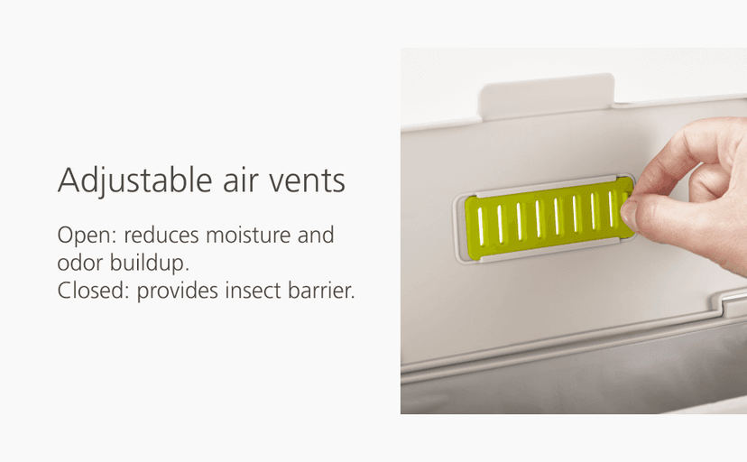 Joseph Joseph Compo 4 Easy-Fill Compost Bin Food Waste Caddy with Adjustable Air Vent, 1 gallon / 4 liters, Stone