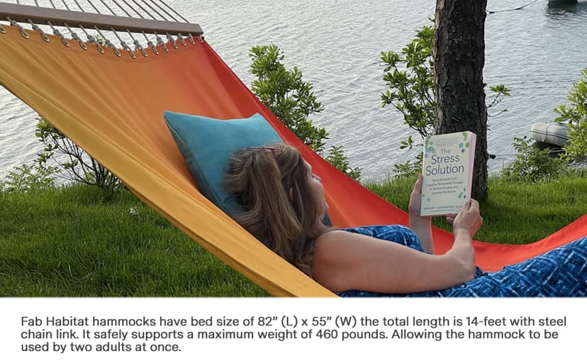 Fab Habitat Rope Recycled Polyester Hammock - Miami - Natural - Indoor/Outdoor, Quick Dry, 2 Person 400 lbs Capacity - Patio, Poolside, Backyard, Garden, Beach, Balcony - 12-14 ft Adjustable