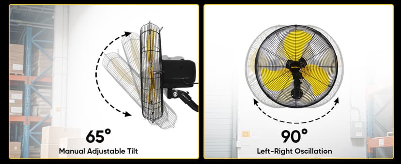 VENTISOL 20 Inch Wall Mount Fan Oscillating, High Velocity Industrial Wall Fan for Indoor, Commercial, Residential, Warehouse, Greenhouse, Workshop, Basement