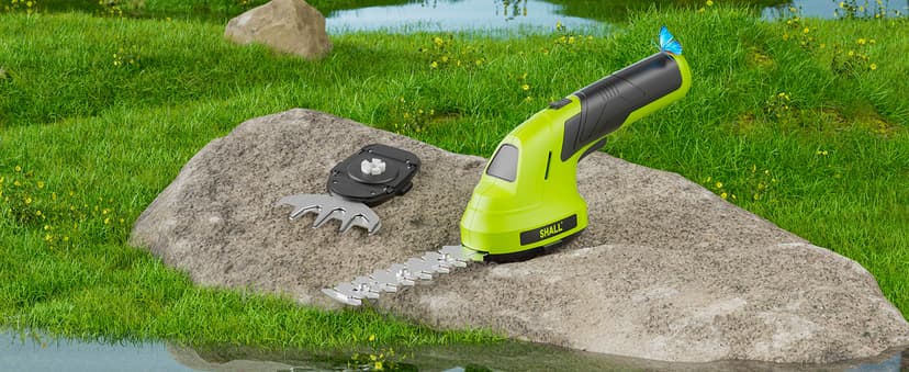 SHALL Cordless Grass Shear & Hedge Trimmer - 7.2V Electric Bush Trimmer 2 in 1 Handheld Shrub Shears, Lightweight Hedge Clippers Grass Cutter w/ 2.0Ah Rechargeable Battery & Type-C Fast Charger -Green