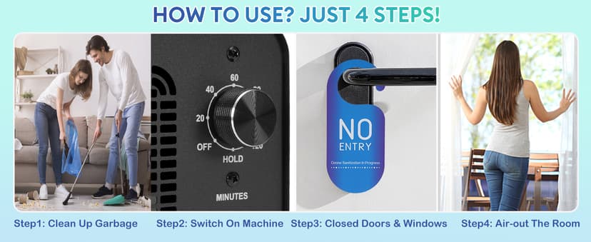 Ozone Generator 60000mg/h, High Capacity Ozone Machine, Odor Eliminator for Home, Car, Smoke, Pets, O3 Air Purifier Deodorizes 6,000 Square Feet (Black)