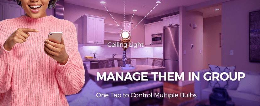 Smart Light Bulbs 75W Equivalent, 1100LM 12W RGBCW BR30 E26 Recessed Flood Light Bulb Compatible with Alexa/Google Assistant/Smart Life, No Hub Required, 2.4G WiFi, ETL Listed, 4PCS