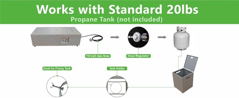 42" Rectangular Propane Fire Pit – 50,000 BTU Fire Table with Wind Guard Glass, Lid, Rocks and Cover – Backyard Fire Pits Outdoor – Propane Gas Fireplace for Deck or Patio (Grey, 42" Standard)