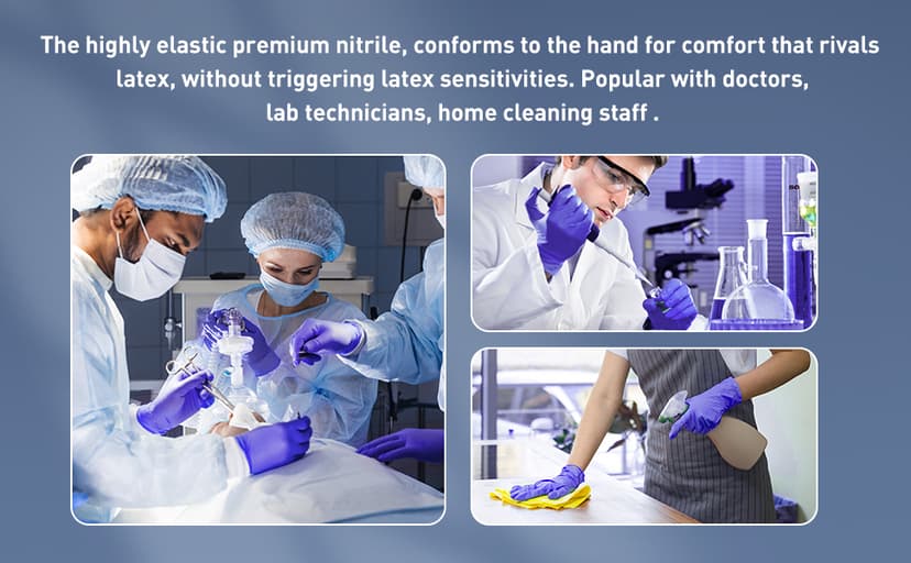 PEIPU Nitrile Gloves,Medical Exam Gloves,Disposable Cleaning Gloves,Powder Free, Latex Free,Non-Sterile Protective Gloves