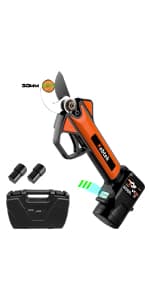 Pruning Shear Battery Powered, Kebtek Cordless Portable Electric Pruner with 2Pack 2Ah Rechargable Batteries -16.8V 25MM(0.98Inch) Cutting Diameter