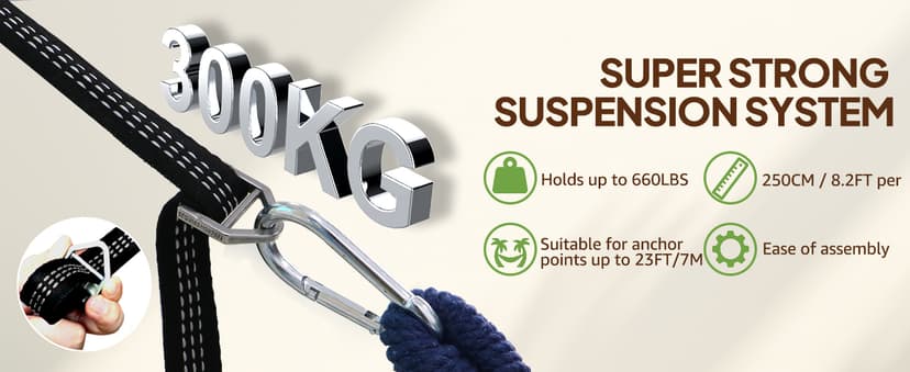 Chihee Cotton Hammock Large Soft Breathable Camping Hammock Holds Up to 660lbs Portable Tree Hammock with Detachable Spreader Bar Pillow 2 Strong Webbings 2 Carabiners Patio Garden Indoor Outdoor