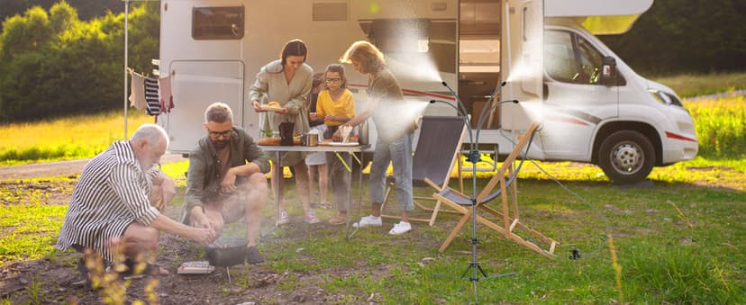 Standing Misters for Outside Patio, Adjustable Height 5.3 FT Stand Misting System for Cooling Outdoor, Portable Water Mister for Mist Playing, Patio Cooling, Backyard, Porch, Sprinkler (Gray)