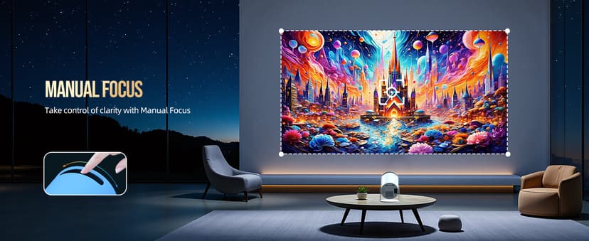 Mini Projector with WiFi and Bluetooth, Portable Projector Full HD 4K Support with Automatic Vertical Keystone Correction 270° Rotation Projector and Android 11.0 Smart Projector