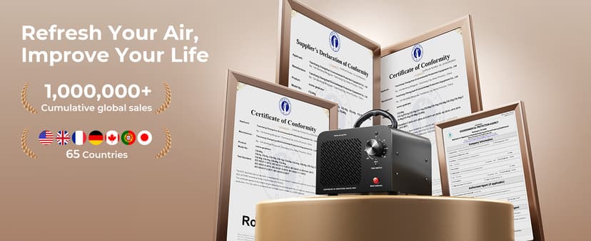 Ozone Generator 48,000mg, Commercial Ozone Machine Odor Removal, High Capacity O3 Ionizer Air Purifier Deodorizer, Portable Mini for Car, Home, Smoke, Pets, Industrial, for 4000 Square Feet -Black