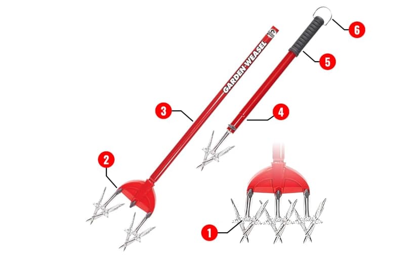 Garden Weasel Rotary Cultivator & Hand Tiller - 2-in-1 | Aerate, Weed, Cultivate, Plant, Reseed | Lawn Reseeding Garden Tool, Garden Soil Loosener | 91206