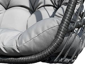 HWB Hanging Egg Chair with Stand, Patio Wicker Hammock Egg Swing Chair with Cushion for Bedroom Garden Indoor Outdoor (Grey)