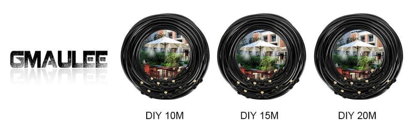 Misting Cooling System, DIY 33FT(10M) Misting Line +10 Brass Mist Nozzles+ a Brass Connector(3/4'') Outdoor Mister System for Patio Waterpark Garden Trampoline Greenhouse