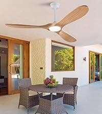42'' Wood Ceiling Fan without Light, Modern 3 Blades Fans with Remote, Quiet Reversible DC Motor, Indoor Outdoor Energy Saving Ceiling Fan for Bedroom Living Room Patios