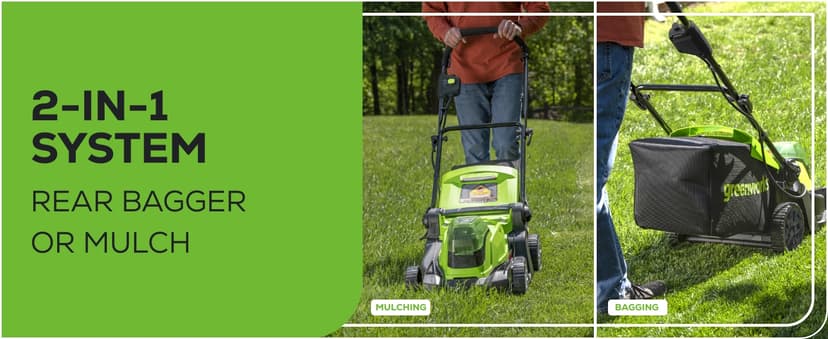 Greenworks 48V (2 x 24V) 17" Brushless Cordless (Push) Lawn Mower, (2) 4.0Ah Batteries and Dual Port Rapid Charger Included