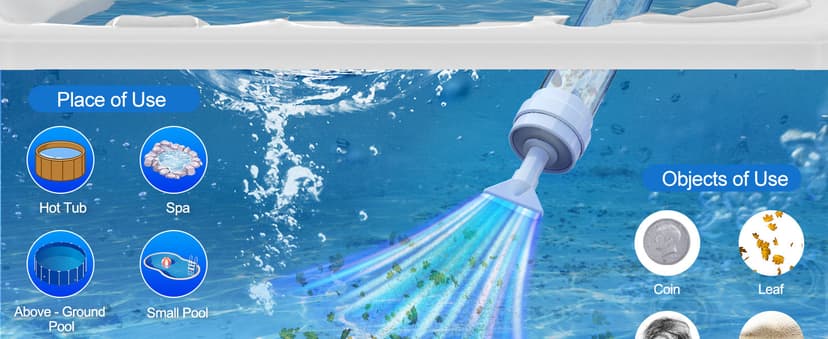 Paradise Power Spa Vac 6250 Compatible Hot Tub Vacuum - Cordless, No Batteries, Sucks Up Rocks, Leaves in Spas, Hot Tubs, Pool Steps