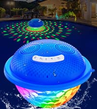 KingSom Bluetooth Pool Speaker,Floating Pool Speaker with Colorful Lights,Hot Tub Speakers IP68 Waterproof pool Speakers,16W Loud Stereo Sound Bluetooth speaker,TWS Pairing Floating speakers for Pools