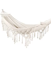 Outerman Hammock Chair, Hanging Chair with 3 Cushions and Foot Rest Support, Sturdy Metal Spreader Bar Max 500Lbs, Swing Chair for Bedroom, Indoor & Outdoor, Patio, Porch or Tree(Black)…