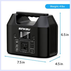 SinKeu Portable Power Station 122.8Wh, LiFePO4 Battery Solar Generator for Home Use, 150W Power Bank with AC Outlet for Camping, RV, Emergency Backup
