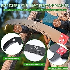 27FT Manual Pole Saw, Tree Branch Trimmer with 8-Section Fiberglass Handle, Sharp Steel Blade and Scissors, Lightweight Extendable Design for High Branch Trimming, Ideal for Palms and Shrubs