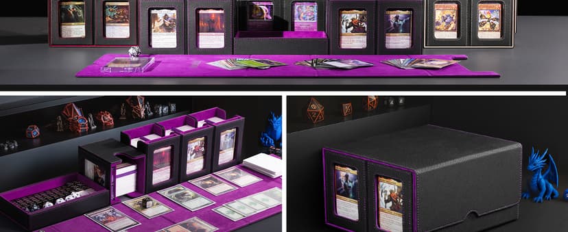 Card Deck Box for MTG with Commander Display, 5 in 1 Trading Card Storage Box Fits 400+ Double-sleeved Cards, Removable Deck Case for TCG/Sports Cards with Dice Tray, 4 Magnetic Card Holders(Colorful)