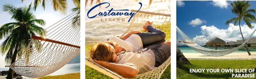 Castaway Living 13 ft. Double Traditional Hand Woven Navy Polyester Rope Hammock with Free Extension Chains, and Tree Hook, for 2 People with a Weight Capacity of 450 lbs.