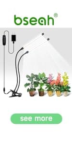 bseah Grow Light Plant Light Indoor Plants, Full Spectrum Clip Plant Growing Lamp, 10-Level Dimmable, Auto On Off Timing 3 9 12Hrs (2 Pack)