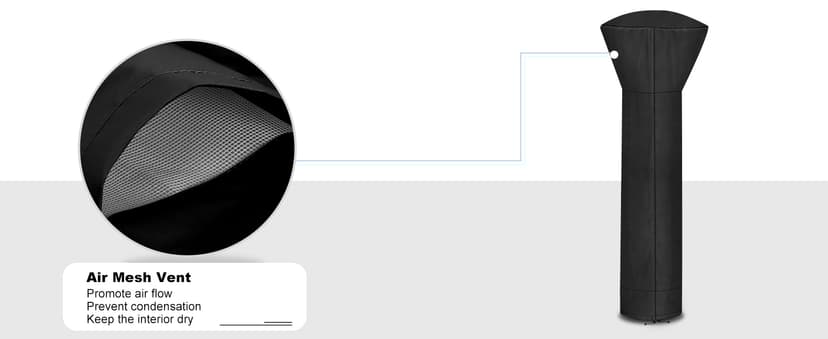 OutdoorLines Waterproof Outdoor Patio Heater Covers with Zipper and Storage Bag, Dust-proof UV-Resistant Windproof Propane Heavy Duty Heater Cover for Standing Heater, 1 Pack-89Hx33Dx19B inch Black