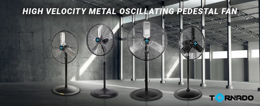 Tornado - 20 Inch High Velocity Metal Oscillating Pedestal Fan 5250 CFM - Commercial, Industrial Use Water-Resistant