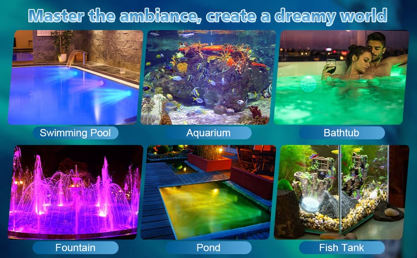 Pool Lights, Upgraded Rechargeable Submersible LED Lights with Remote IP68 Waterproof 16 Colors Hot Tub Underwater Pool Lights for Above Ground Inground Pool, Bath, Party, Vase 2 Pack