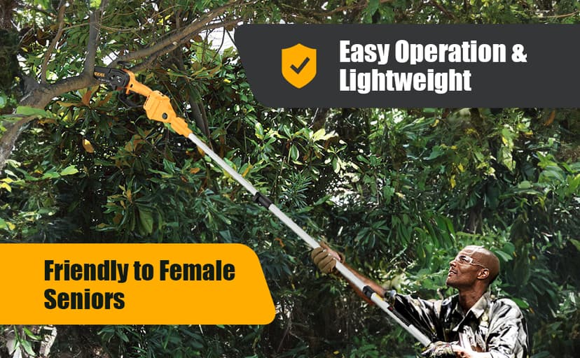 2-in-1 Cordless Pole Saw, Brushless Mini Chainsaw with Pole, 20V 4.0Ah Battery Powered Pole Saws for Tree Trimming, 8" Cutting Power Small Pole Saw, 18ft Reach Electric Saw for Trees With Pole