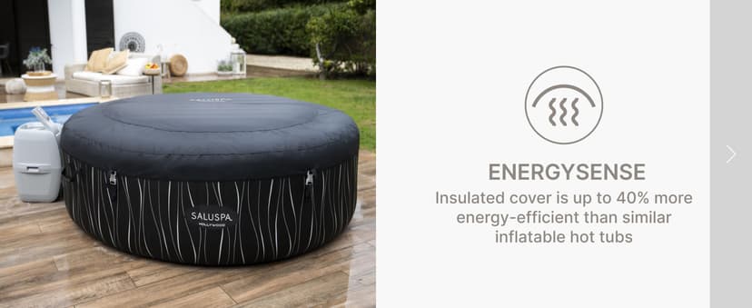Bestway SaluSpa Hollywood EnergySense Luxe AirJet Round Inflatable 4 to 6 Adult Hot Tub with Heater, Filter, 2 Covers, and 140 AirJet System