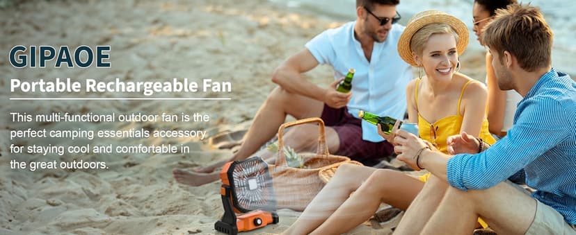 Portable Camping Fan,20000mAh Rechargeable Battery Powered Fan with LED Lantern, USB-C Battery Operated Fans,Ultra Quiet, for Outdoor Indoor Use,Travel, Tent, Beach, Picnic, Barbecue, Fishing, Home