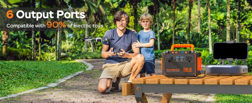 MARBERO Portable Power Station 88.8Wh Solar Generator 150W Peak Lithium Battery Backup Power Bank with LED Light for Home Outdoor Travel Emergency RV Off-Grid Living (Solar Panel Optional)