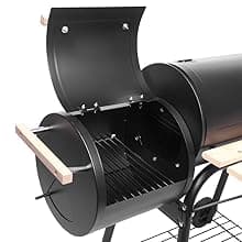 Outvita Charcoal Grill and Offset Smoker, Outdoor Patio Barbecue Cooker with Wheels, Portable Backyard BBQ Oven with Side Fire Box for Camping, Picnic, Party