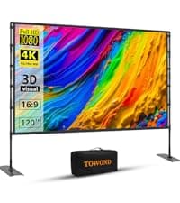 Projector Screen and Stand,Towond 120 inch Outdoor Projection Screen, Portable 16:9 4K HD Rear Front Movie Screen with Carry Bag Wrinkle-Free Design for Home Theater Backyard Cinema