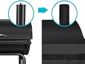NEXCOVER Offset Smoker Cover - 60 Inch Waterproof Charcoal Grill Cover, Outdoor Heavy Duty BBQ Cover, Rip Resistant Smokestack Barbecue Cover for Brinkmann Char-Broil Weber Nexgrill, Black.
